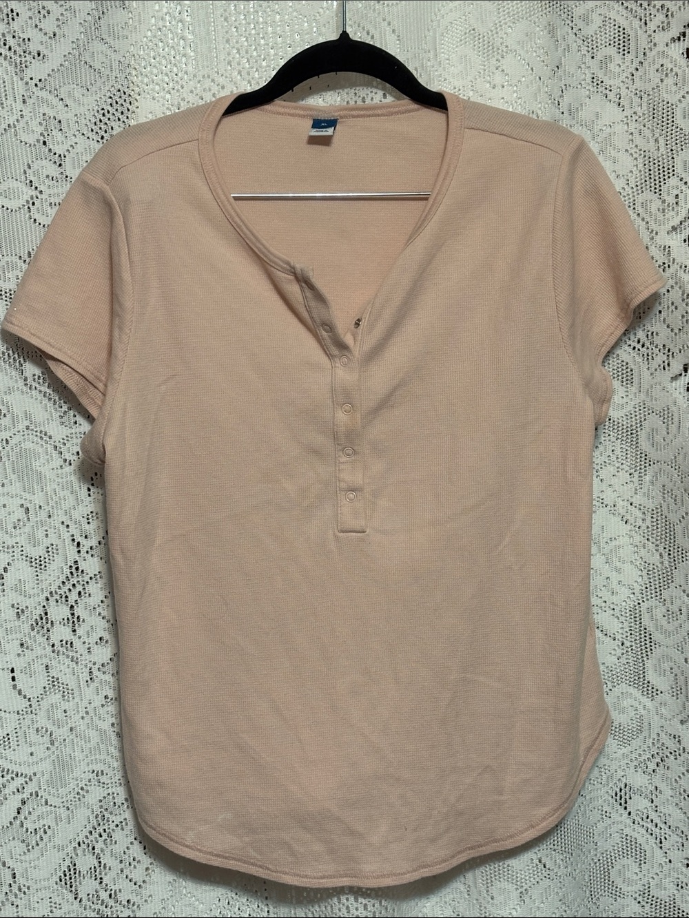 Old Navy Pale Blush Pink Short Sleeve Henley